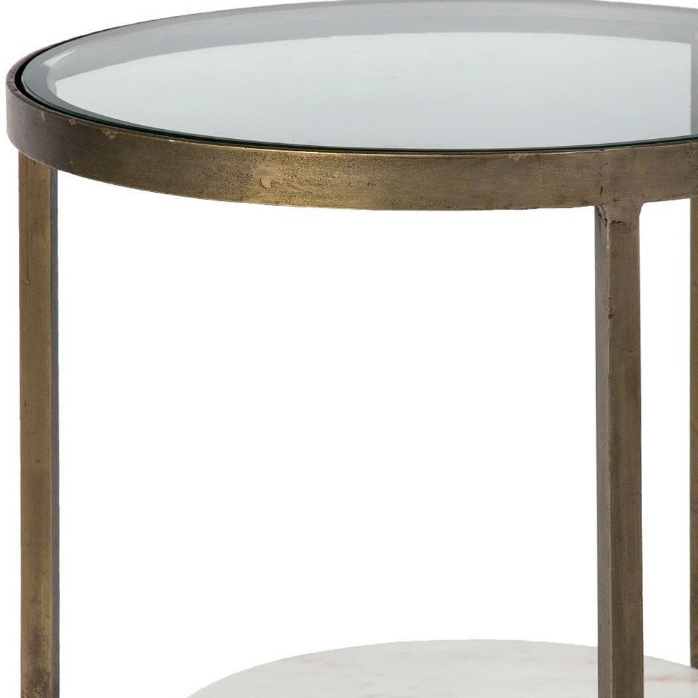 24" White Glass Round End Table
