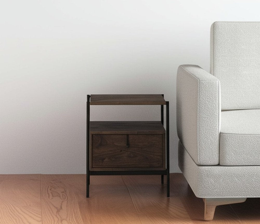 24" Brown Solid Wood Square End Table