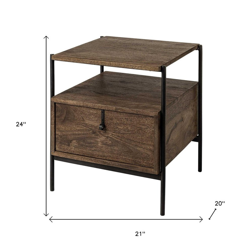 24" Brown Solid Wood Square End Table