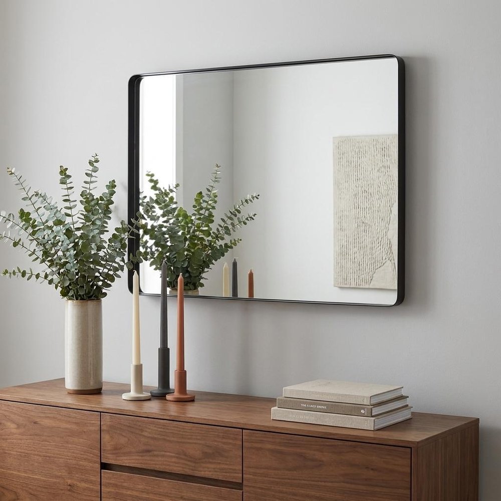 40" Black Metal Framed Accent Mirror