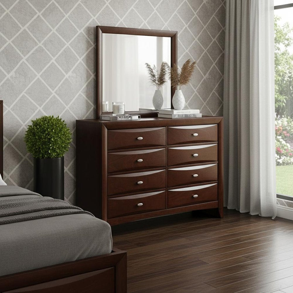54" Cherry Solid Wood Eight Drawer Double Dresser