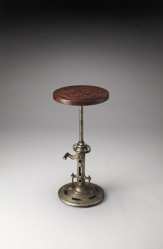 Brown and Silver Manufactured Wood and Solid Wood Counter Height Swivel Bar Chair