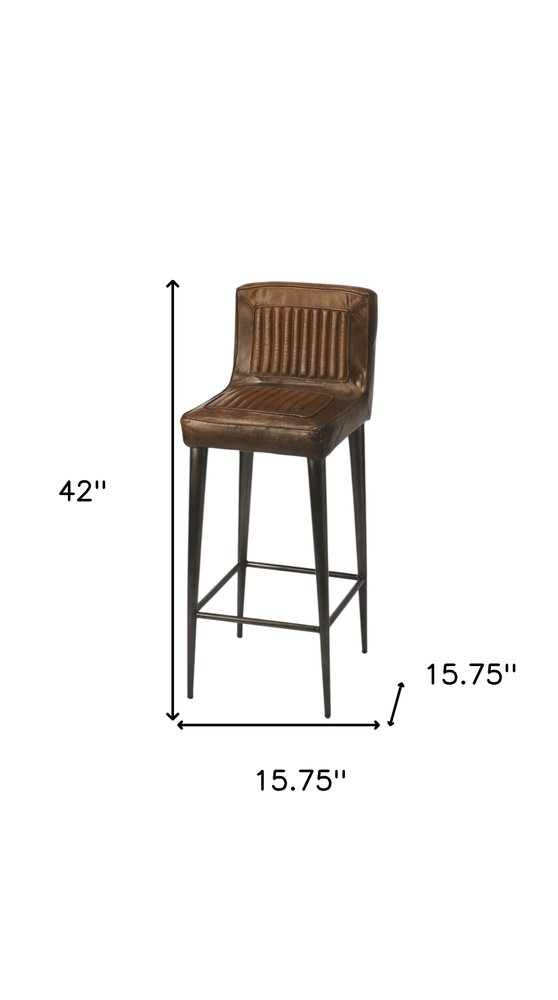 32" Brown and Black Manufactured Wood and Iron Bar Chair
