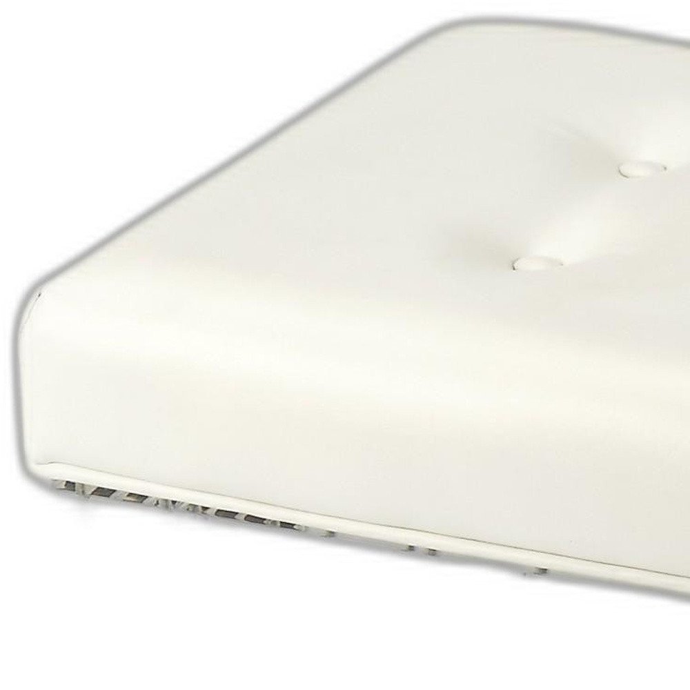 21" White and Clear Faux Leather Tufted Ottoman