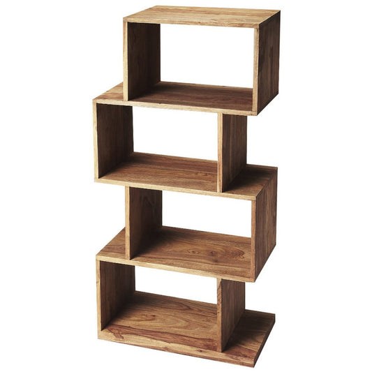 48" Brown Wood Three Tier Bookcase