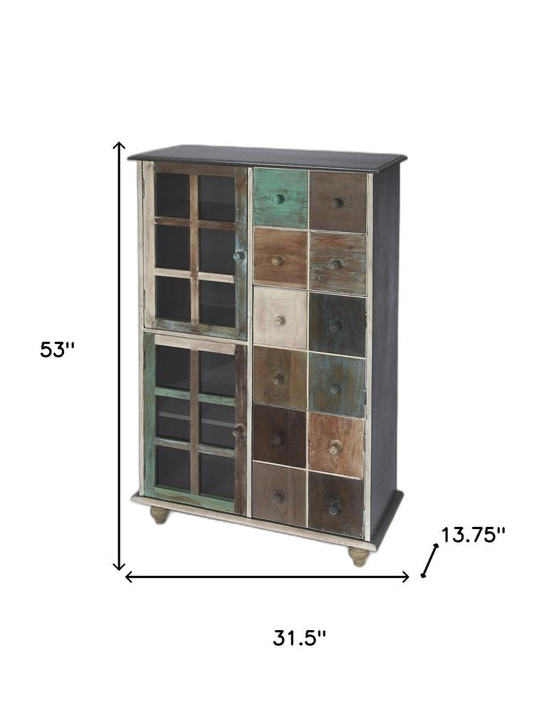 32" Brown And Dark Brown Solid Wood Frame Standard Accent Chest With Two Drawers