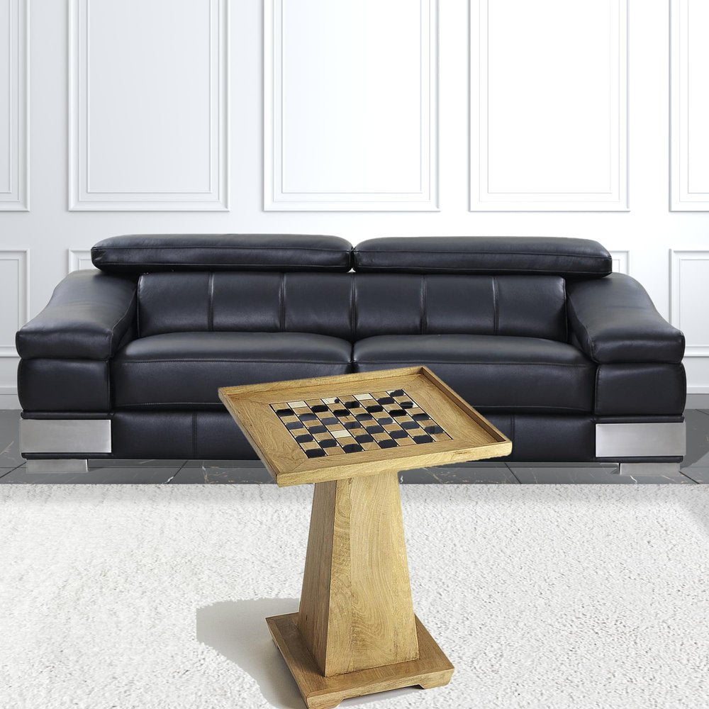 22" Natural Wood Square Pedestal Coffee Table