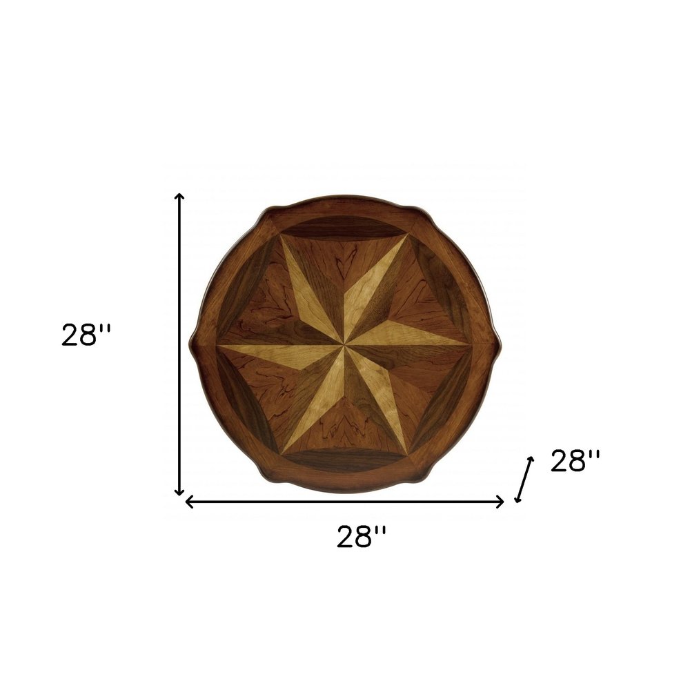 28" Brown Wood Round Coffee Table With Shelf