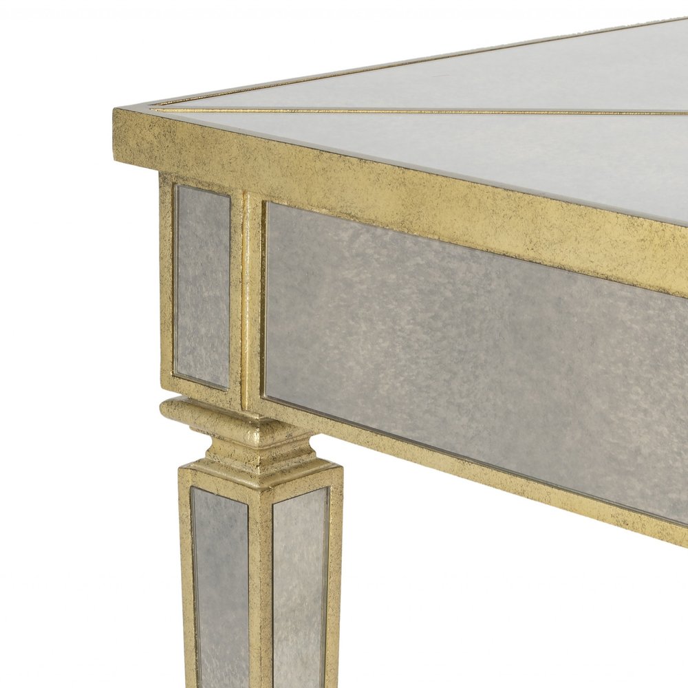 36" Brown and Silver Wood Coffee Table