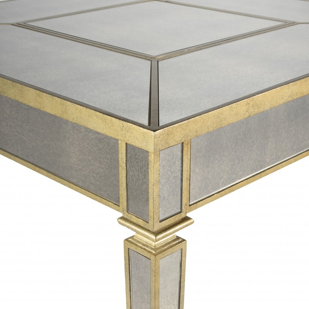 36" Brown and Silver Wood Coffee Table