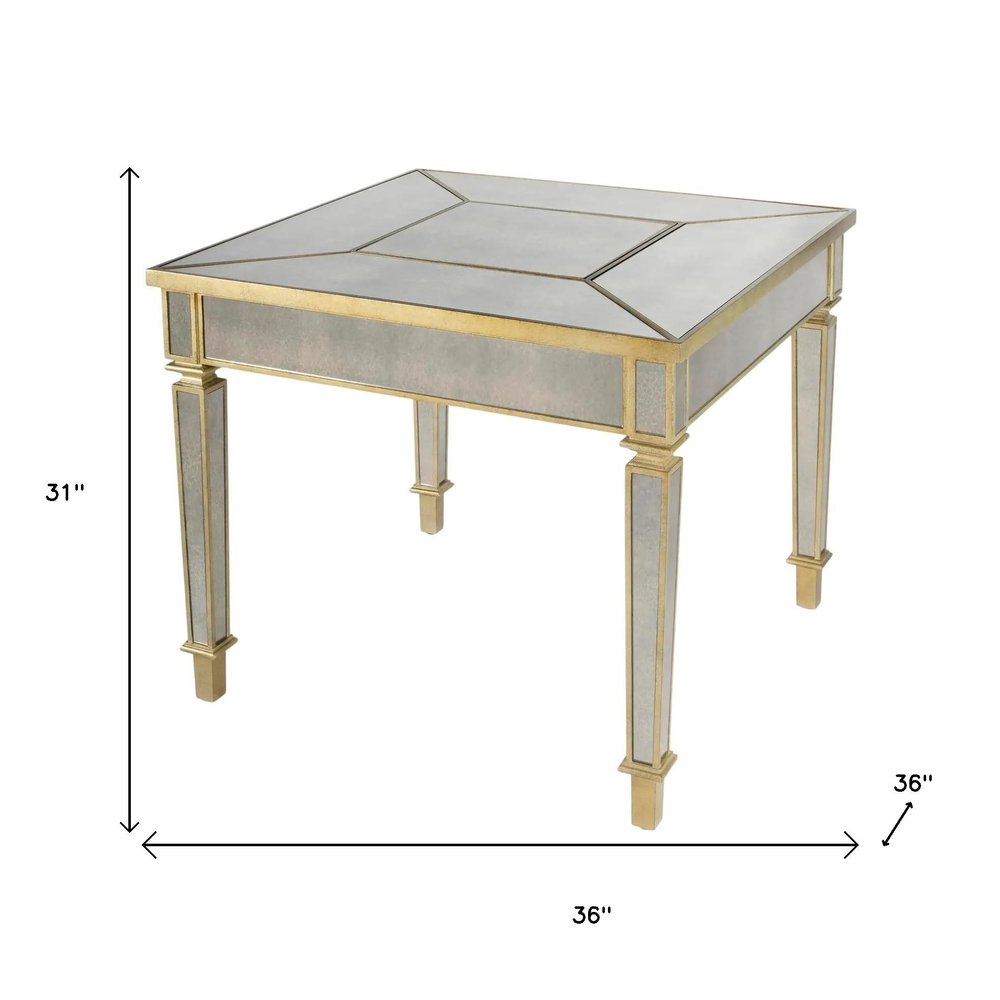 36" Brown and Silver Wood Coffee Table