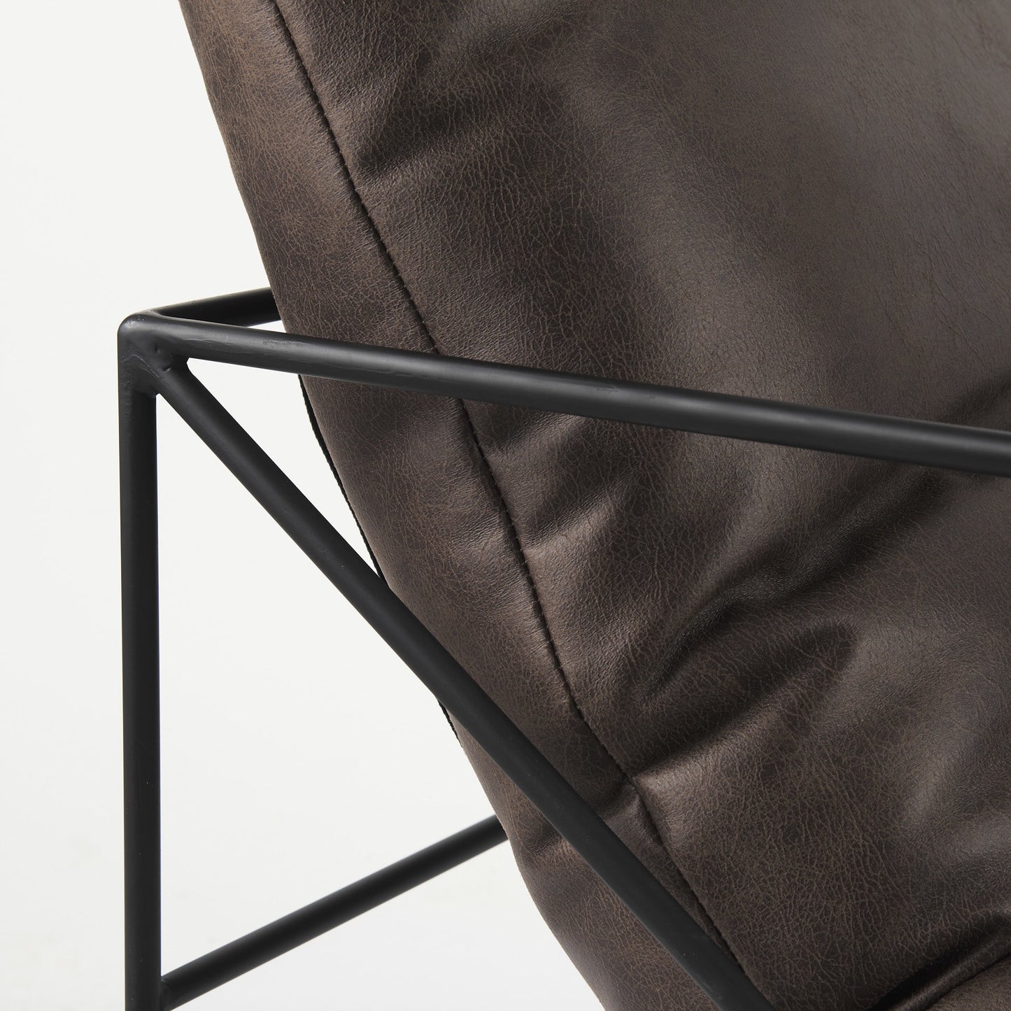 30" Brown and Black Faux Leather Distressed Wingback Chair