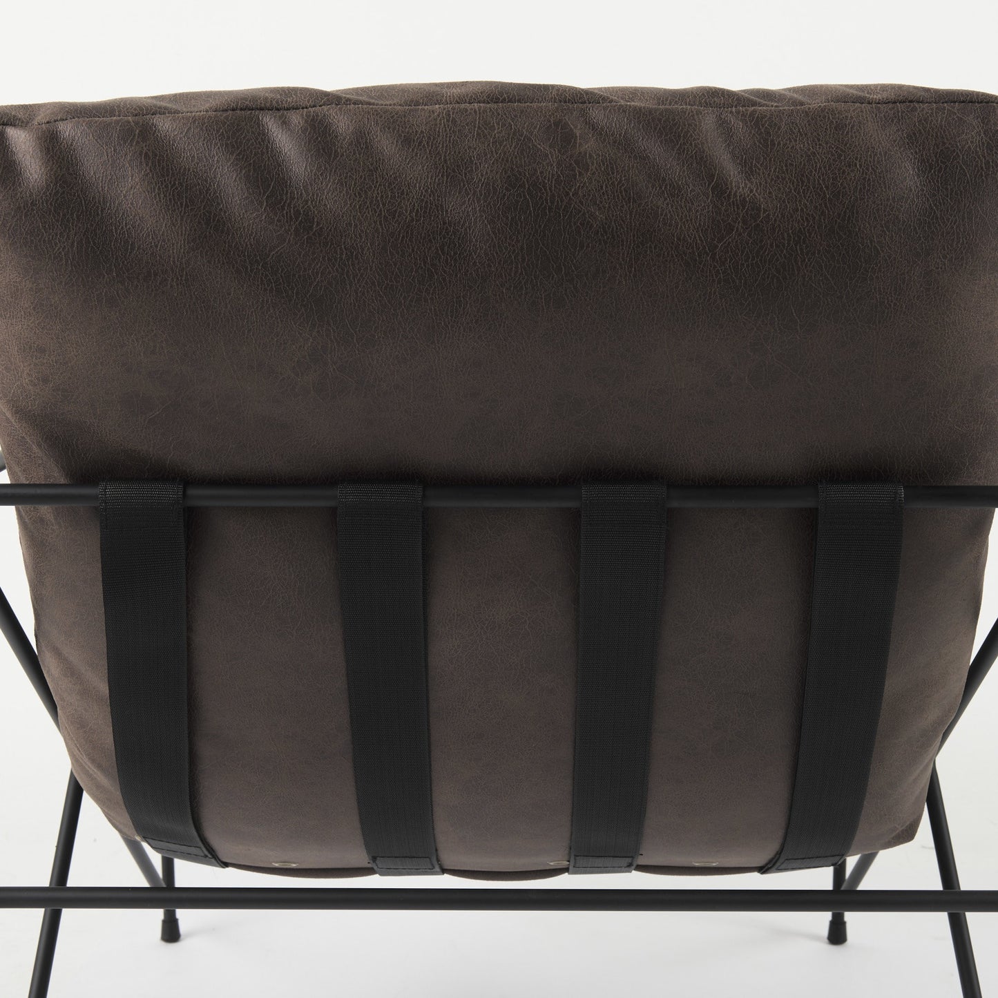 30" Brown and Black Faux Leather Distressed Wingback Chair
