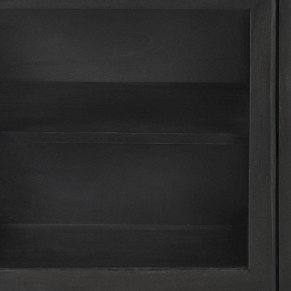 20" Black Solid Wood And Iron Display Cabinet With Single Door