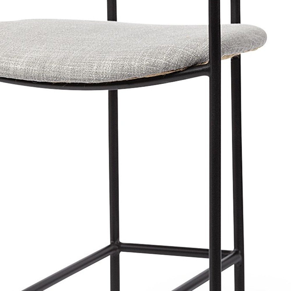 29" Gray and Black Fabric and Steel Bar Chair