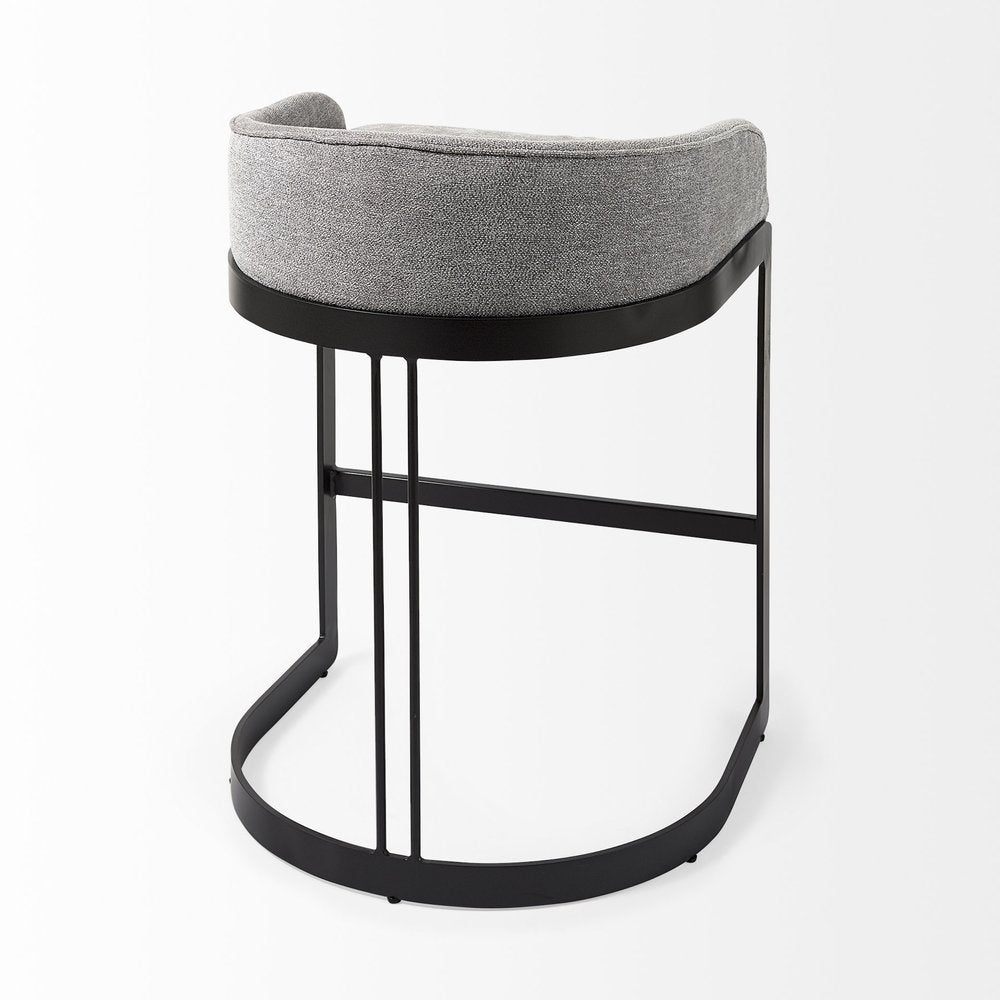 29" Gray and Black Fabric and Metal Low Back Bar Chair