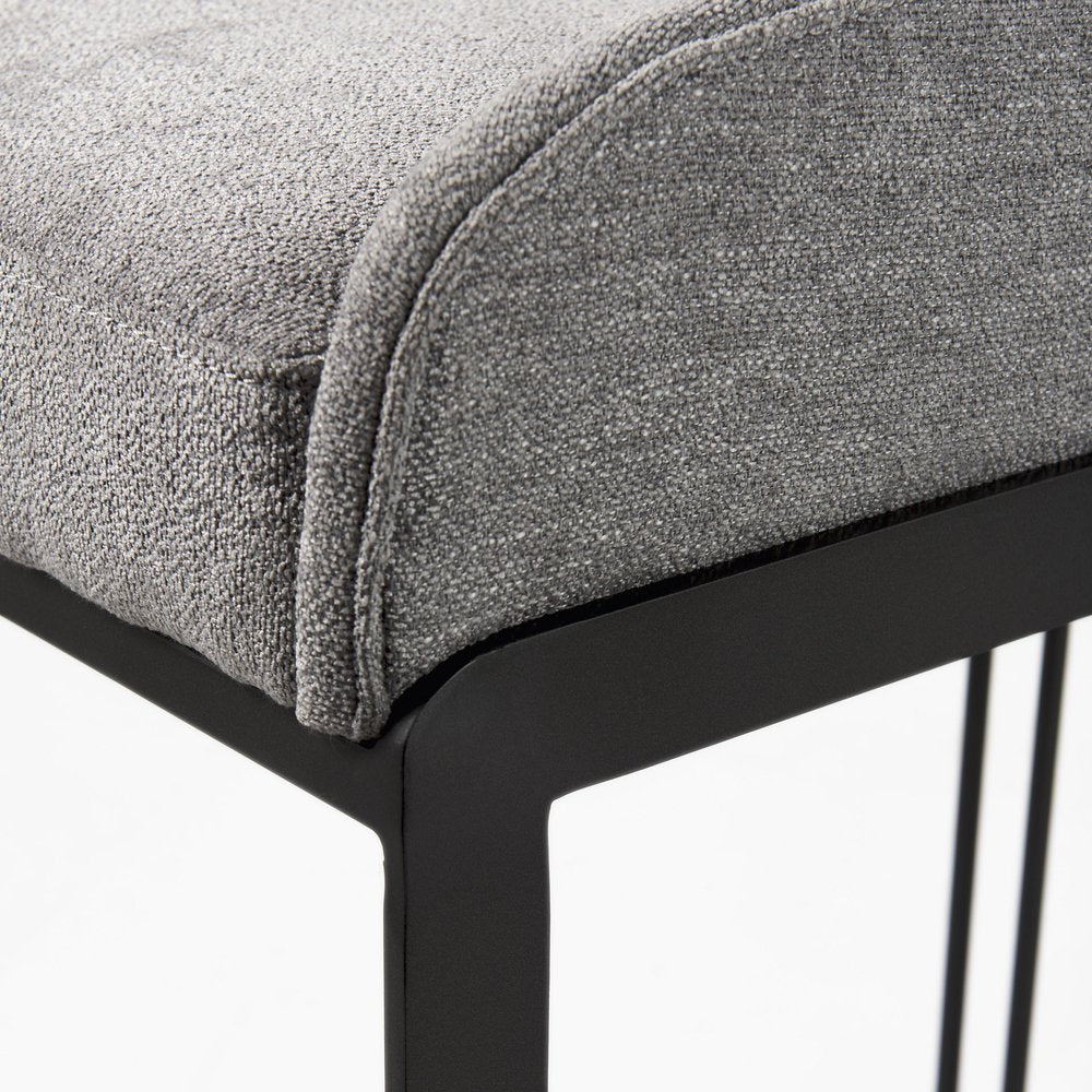 29" Gray and Black Fabric and Metal Low Back Bar Chair