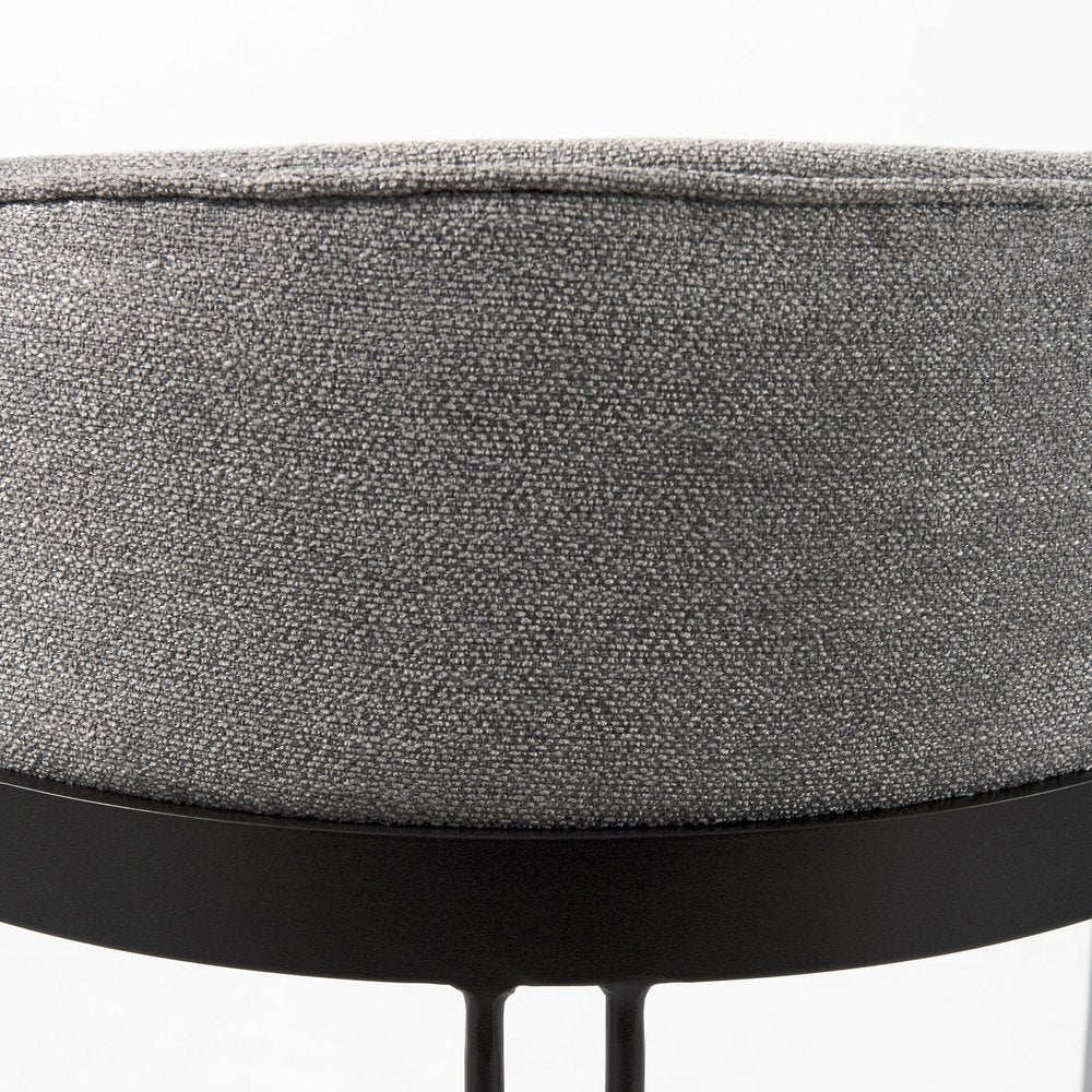 29" Gray and Black Fabric and Metal Low Back Bar Chair