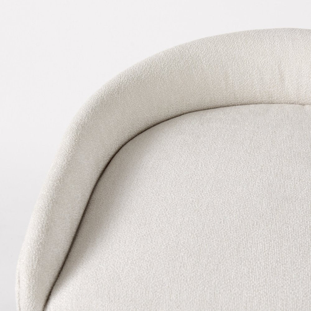 35" White and Gold Fabric and Metal Low Back Bar Chair
