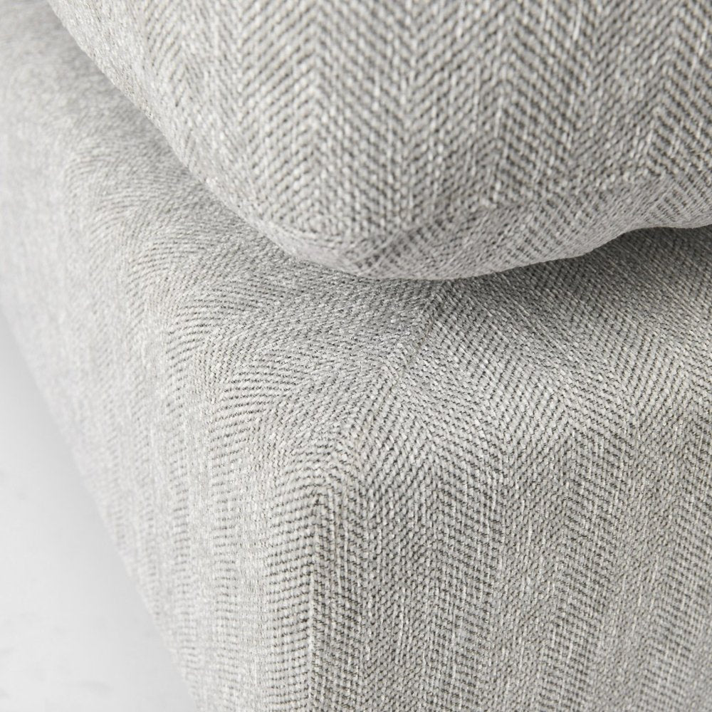 26" Light Gray Fabric and Brown Cocktail Ottoman