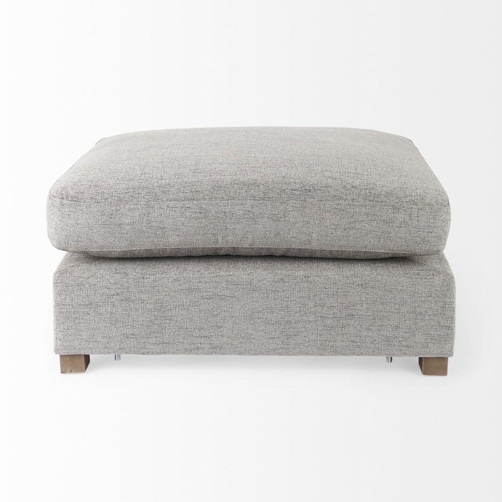 26" Gray Fabric and Brown Cocktail Ottoman