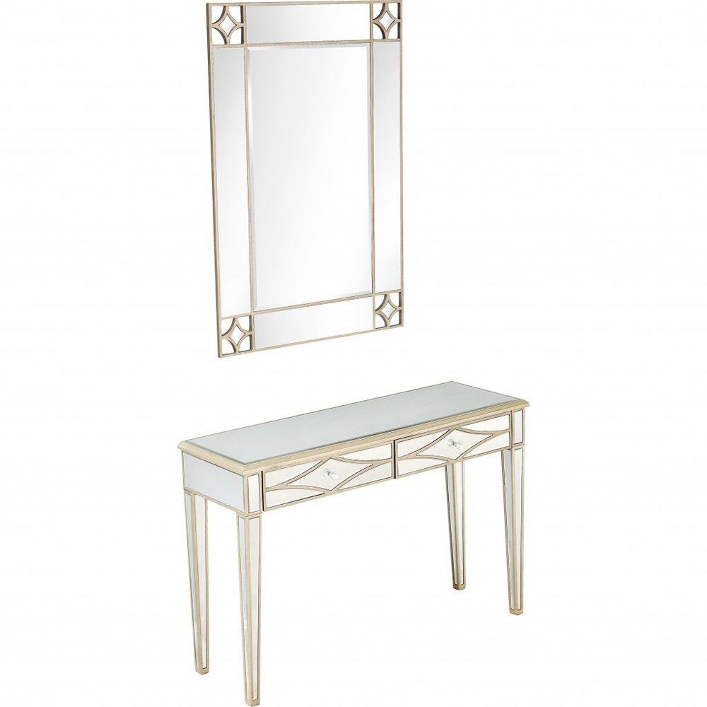 Champagne Finish Mirror and Console Table