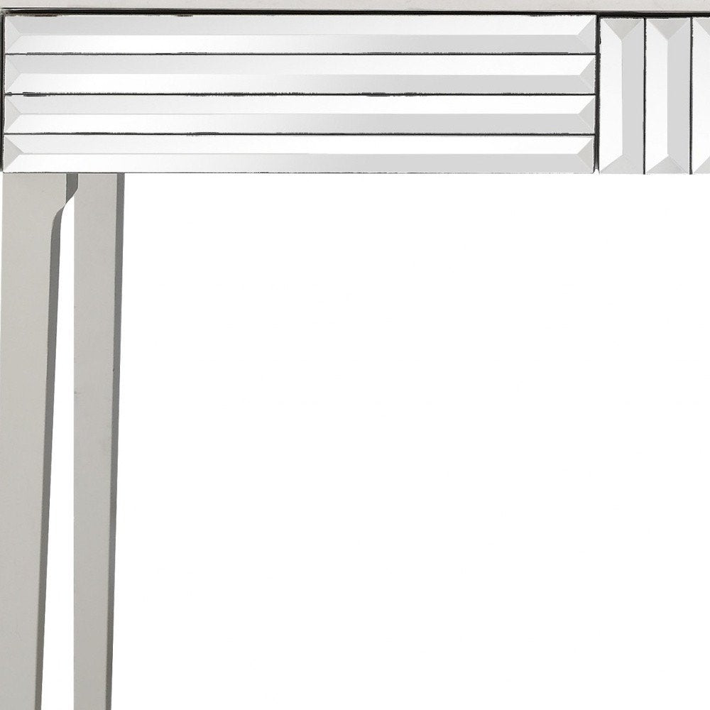 40" Silver Mirrored Glass Console Table