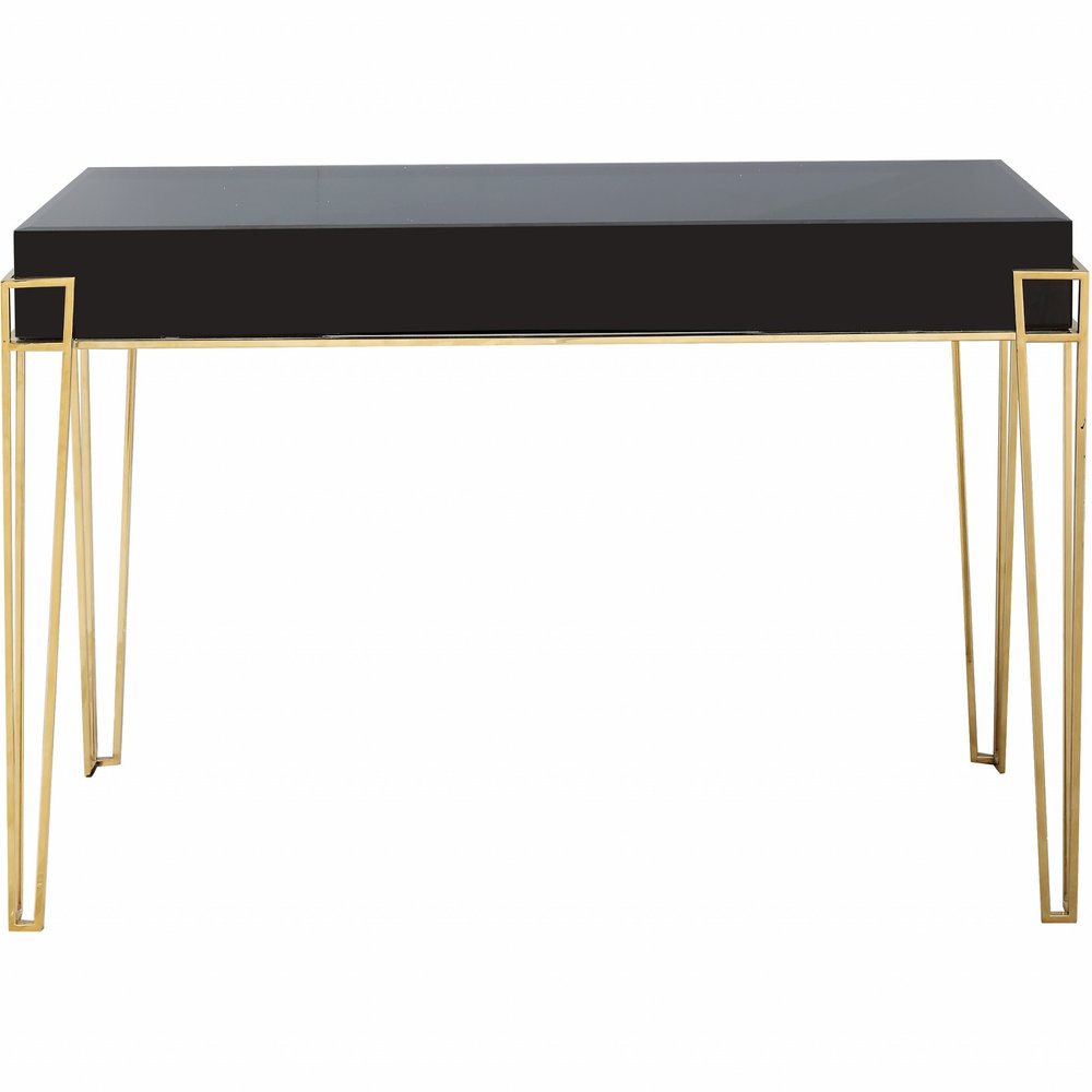 48" Black Mirrored Glass Console Table