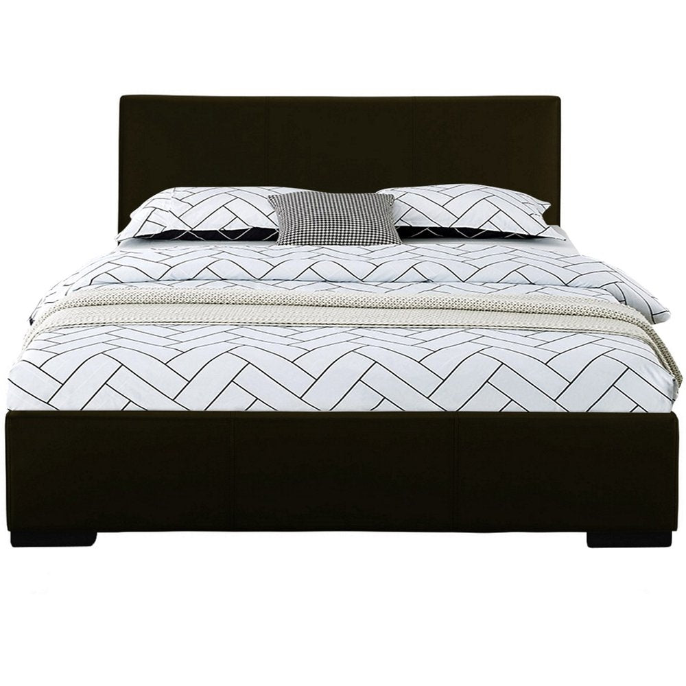 Beige Faux Leather Queen Bed Frame
