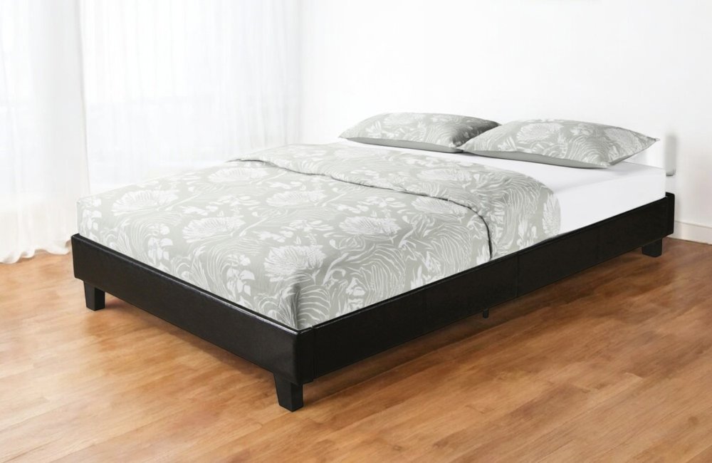 Black Faux Leather King Bed Frame
