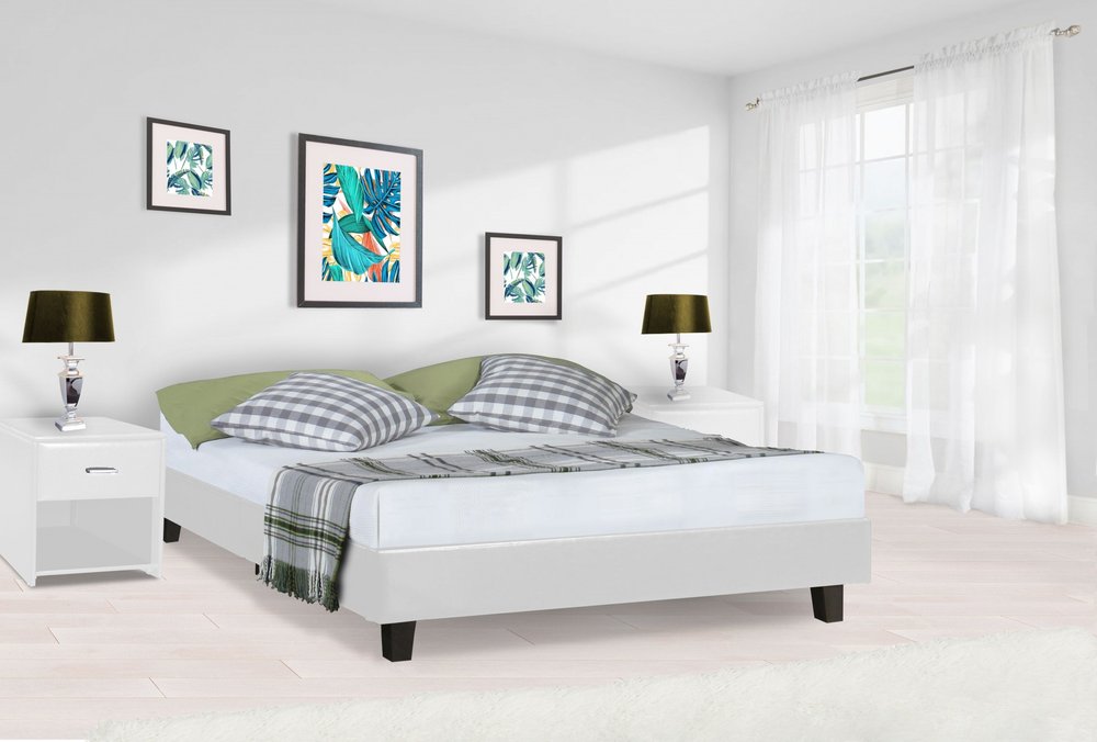 White Faux Leather Queen Bed Frame