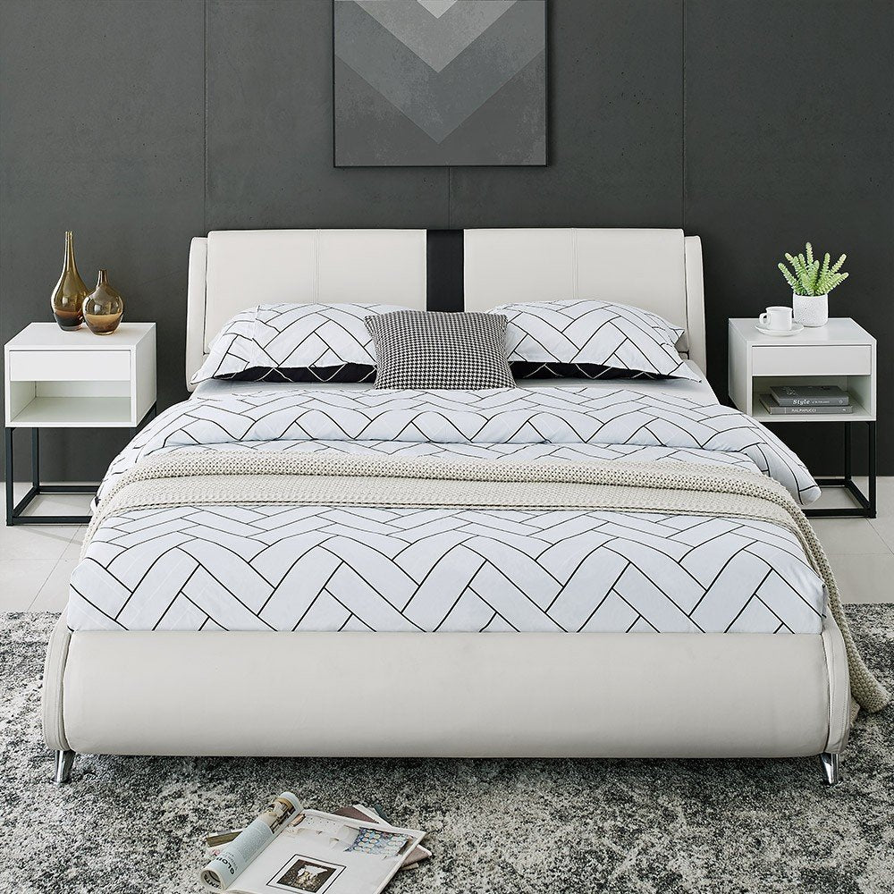 Black Faux Leather Queen Bed Frame
