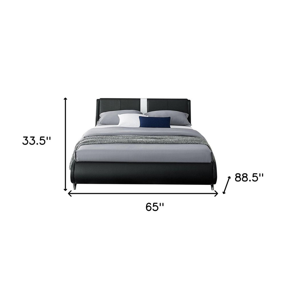 Black Faux Leather Queen Bed Frame