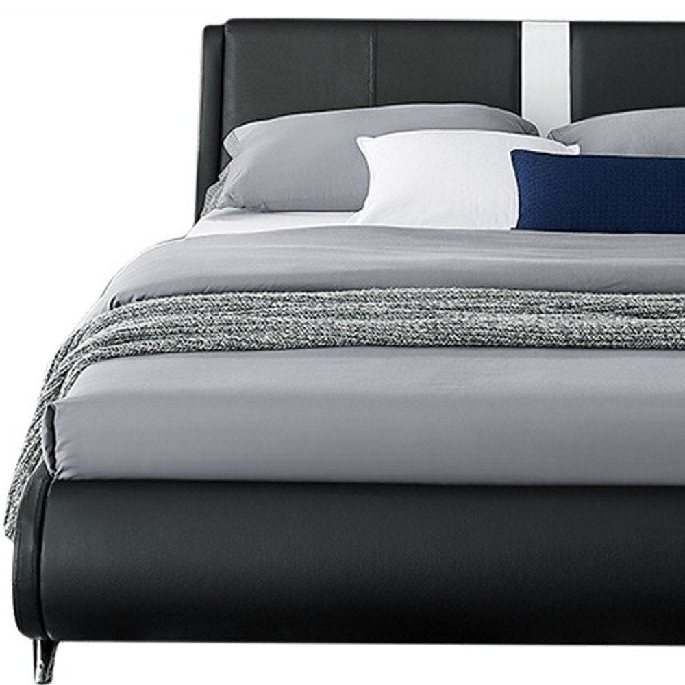 Black Faux Leather Queen Bed Frame