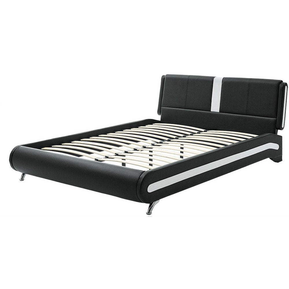 Black Faux Leather Queen Bed Frame