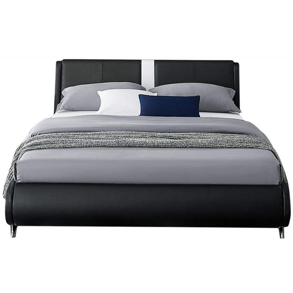 Black Wood And Linen Queen Bed Frame