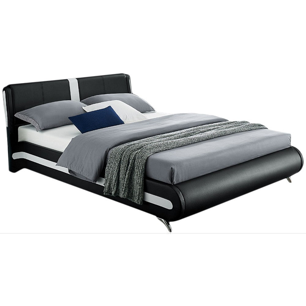 Black Wood And Linen Queen Bed Frame