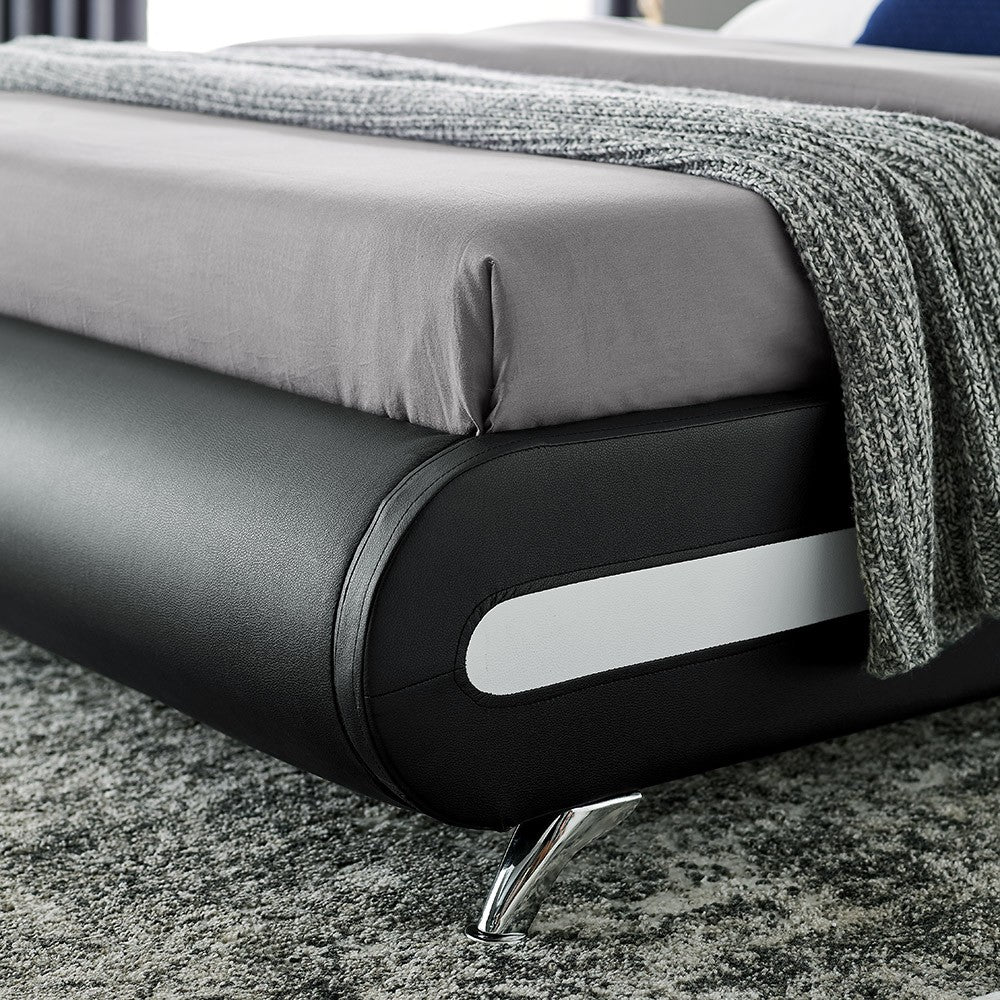 Black Wood And Linen Queen Bed Frame