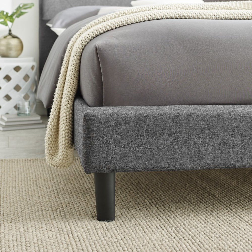 Gray Tufted Upholstered Queen Bed Frame