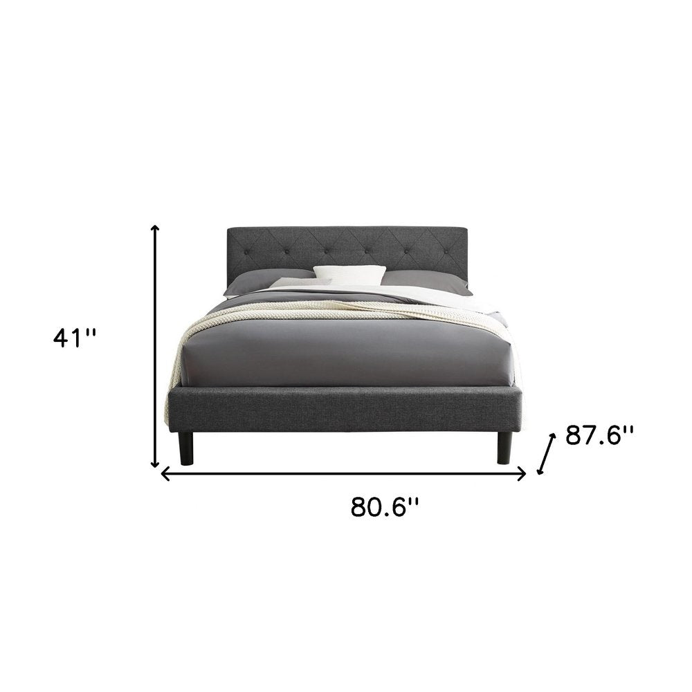 Gray Tufted Upholstered Queen Bed Frame