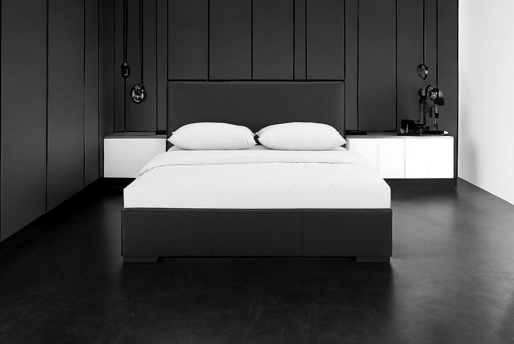 Black Faux Leather King Bed Frame