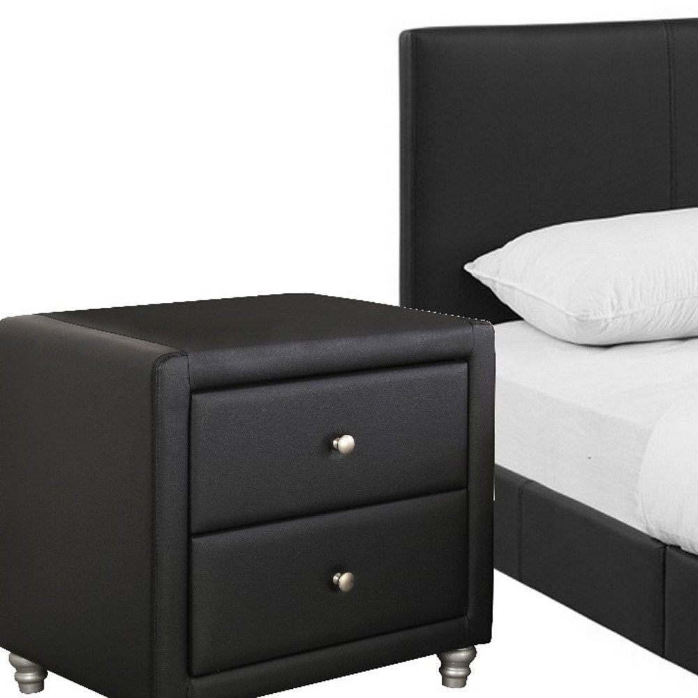 Beige Wood And Faux Leather Queen Bed Frame