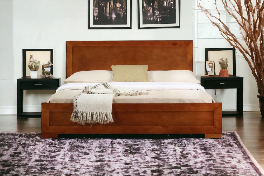Brown Wood Queen Bed Frame