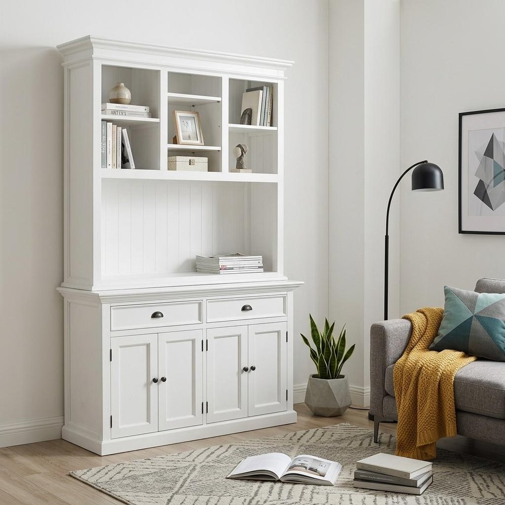 White Solid Wood Adjustable Two Tier Bookcase