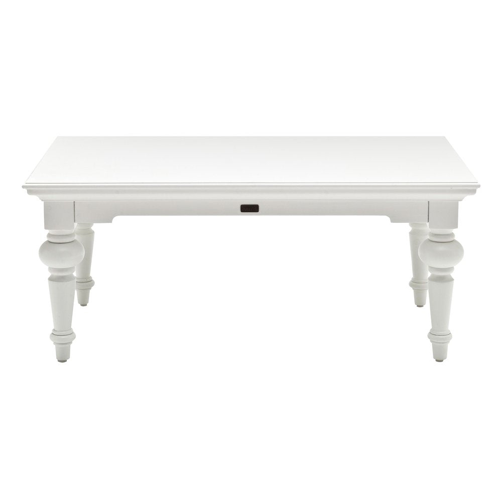 47" White Solid Wood Coffee Table