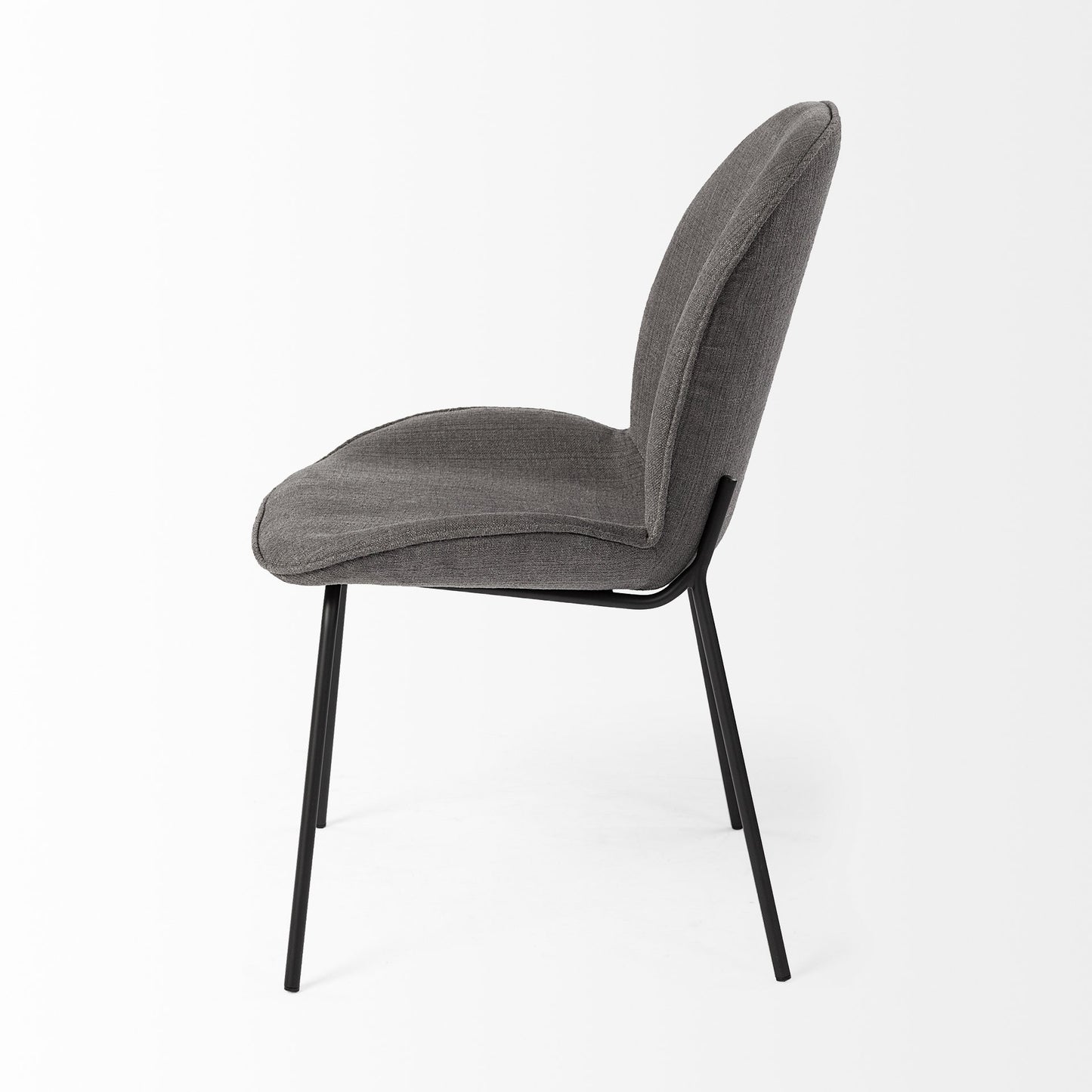 Set of Two Gray and Black Upholstered Fabric Dining Side Chairs