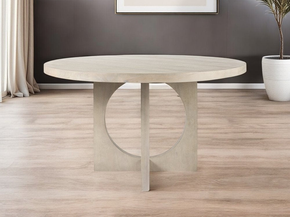 54" Natural Rounded Pedestal Base Dining Table