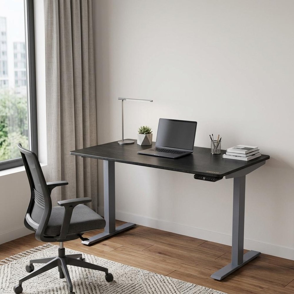 48" Adjustable Black and Gray Stainless Steel Standing Desk