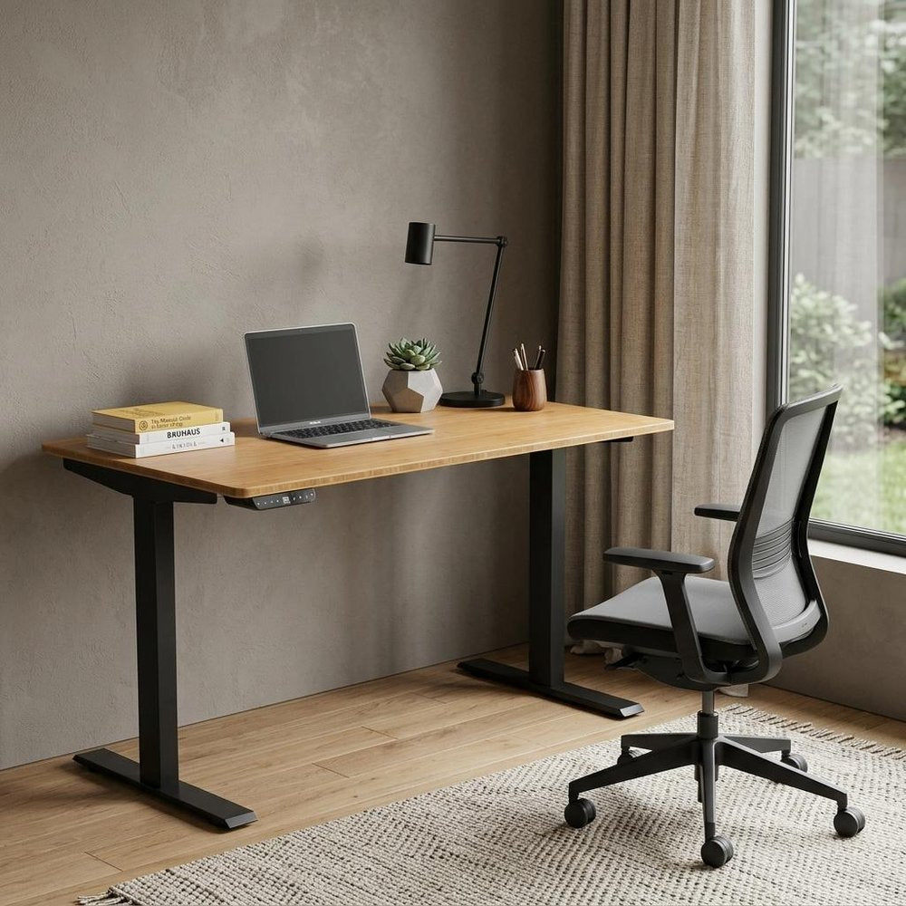60" Adjustable Brown and Black Standing Desk