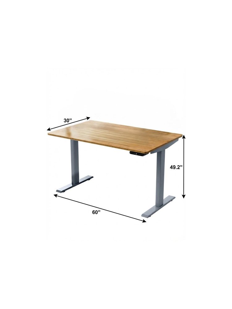 60" Adjustable Brown and Gray Stainless Steel Computer Desk